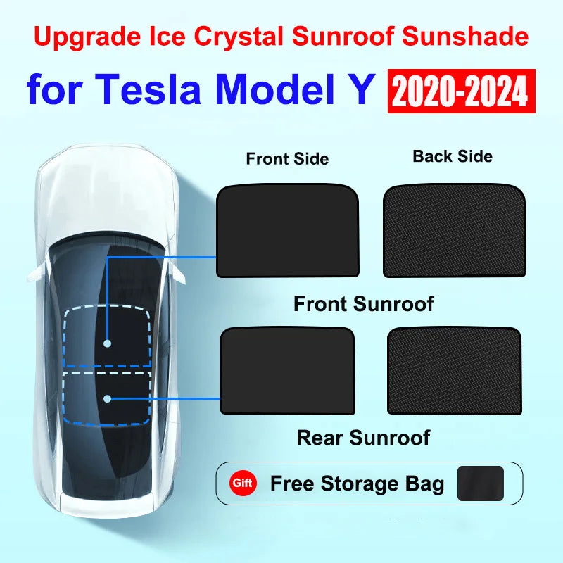 Sun Shade for Tesla Model 3 Y YL Juniper Highland 2025-2020 2026 Upgrade Ice Cloth Buckle Sun Glass Front Rear Sunroof Skylight
