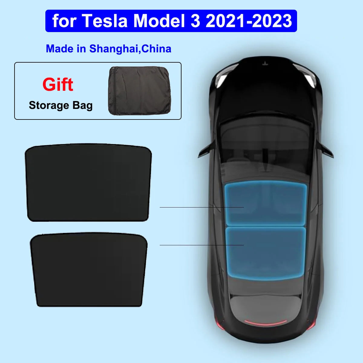 Sun Shade for Tesla Model 3 Y YL Juniper Highland 2025-2020 2026 Upgrade Ice Cloth Buckle Sun Glass Front Rear Sunroof Skylight