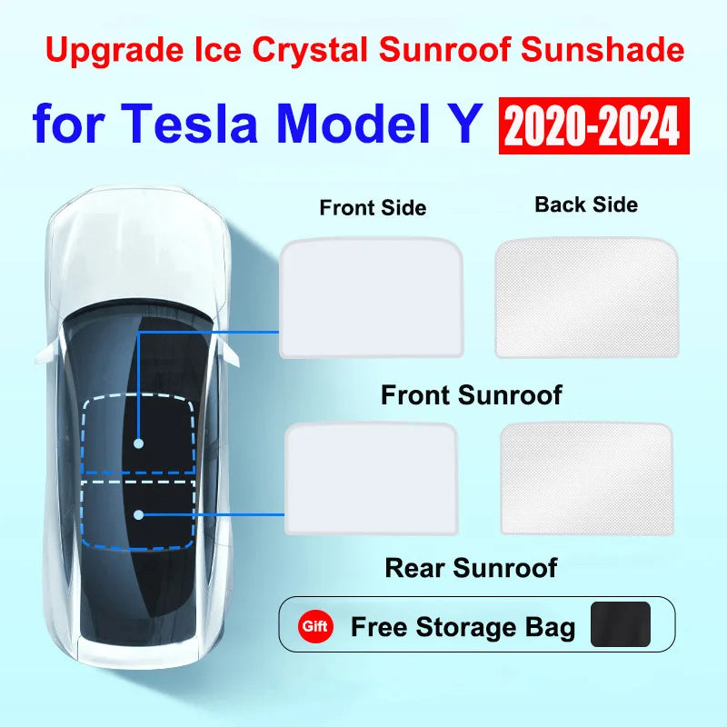 Sun Shade for Tesla Model 3 Y YL Juniper Highland 2025-2020 2026 Upgrade Ice Cloth Buckle Sun Glass Front Rear Sunroof Skylight