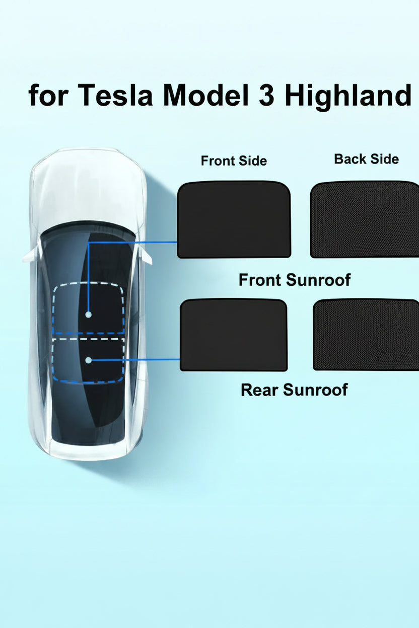 Sun Shade for Tesla Model 3 Y YL Juniper Highland 2025-2020 2026 Upgrade Ice Cloth Buckle Sun Glass Front Rear Sunroof Skylight