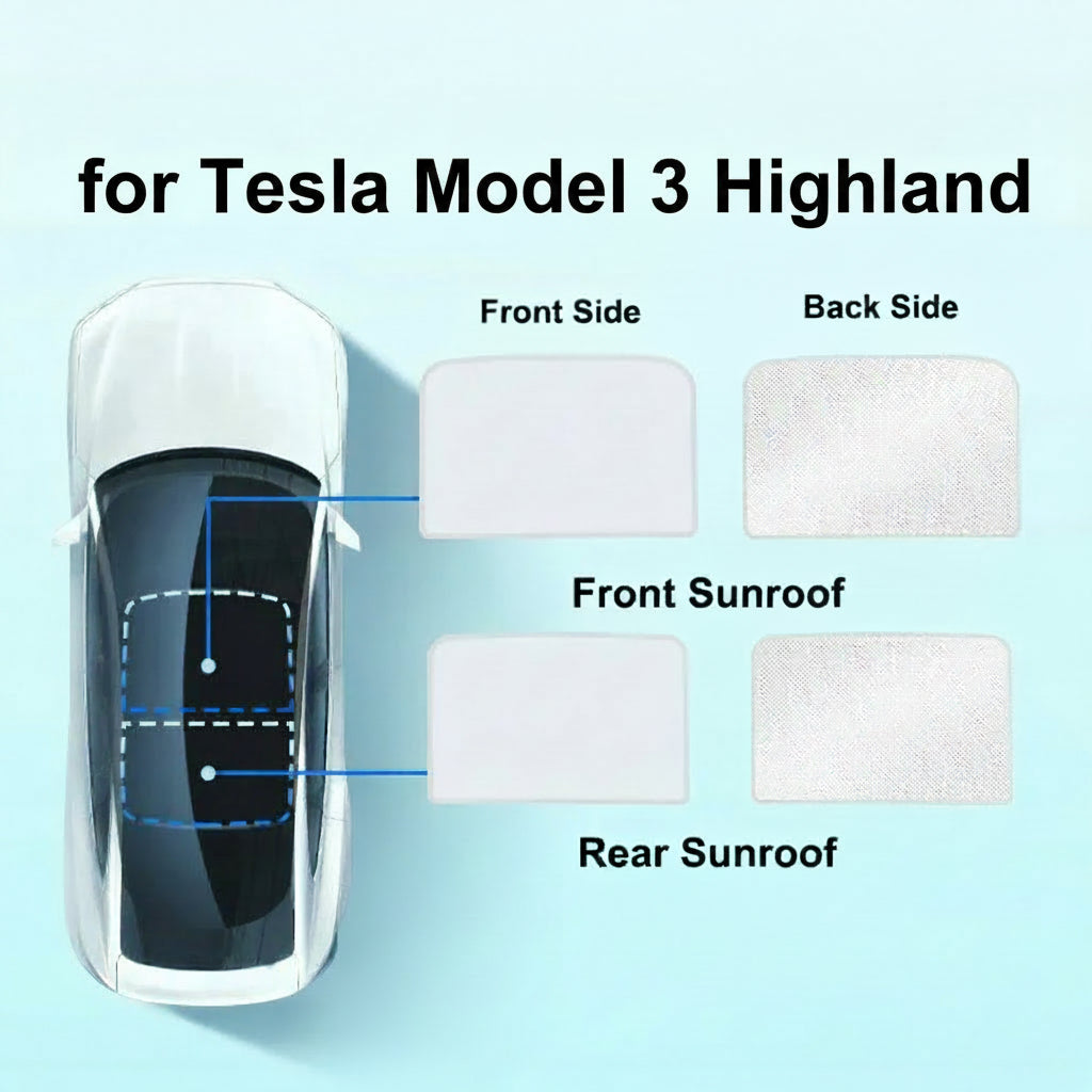 Sun Shade for Tesla Model 3 Y YL Juniper Highland 2025-2020 2026 Upgrade Ice Cloth Buckle Sun Glass Front Rear Sunroof Skylight