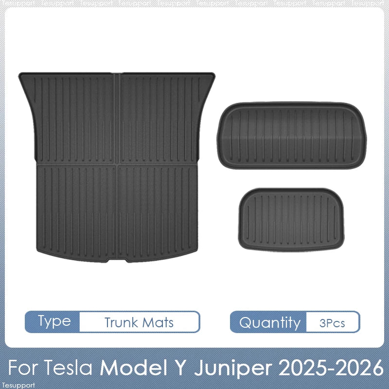 For Tesla Model Y Juniper Accessories 2025 2026 TPE Floor Mats Cargo Liner Waterproof Trunk Mat for Tesla Model Y Juniper 2026