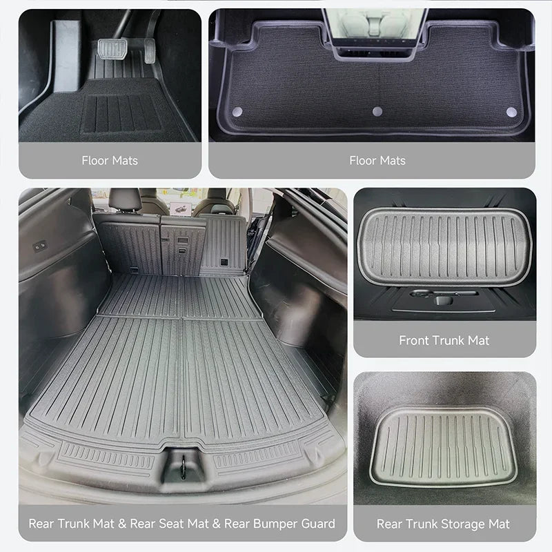 For Tesla Model Y Juniper Accessories 2025 2026 TPE Floor Mats Cargo Liner Waterproof Trunk Mat for Tesla Model Y Juniper 2026