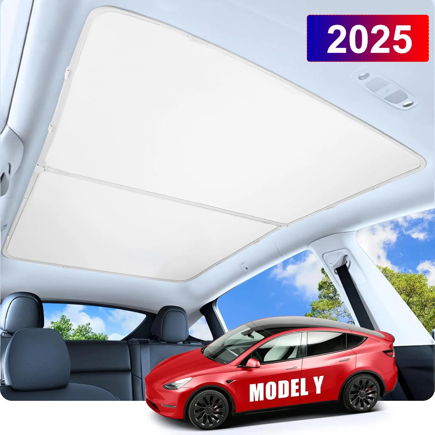 Sun Shade for Tesla Model 3 Y YL Juniper Highland 2025-2020 2026 Upgrade Ice Cloth Buckle Sun Glass Front Rear Sunroof Skylight